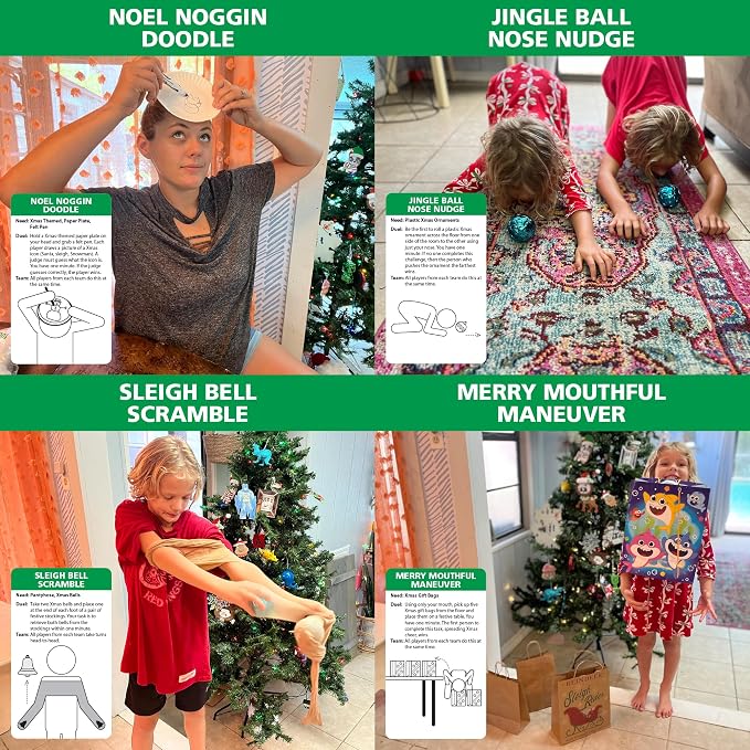 Funwares Christmas Special Edition, 218 Minute of Fun Games - Minute to Win It Family Party & Travel for Kids & Adults, 2-12 Players! Play with Everyday Household Items.