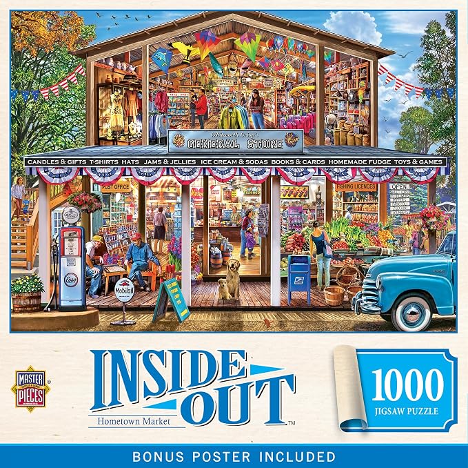 MasterPieces 1000 Piece Jigsaw Puzzle for Adults - Hometown Market - 19.25"x26.75" - American Scene, EZ-Grip, Recycled Board, Unisex Adult