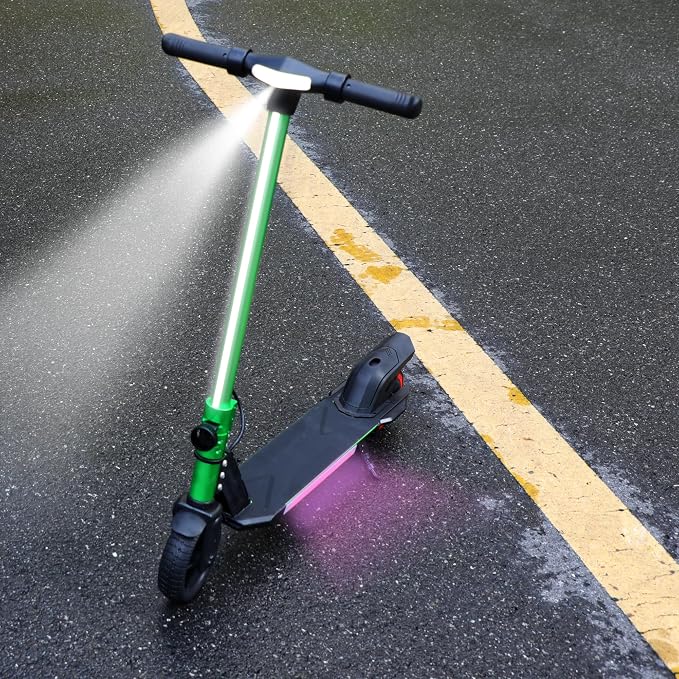 Foldable Electric Scooter for Kids, with Bright Front LED Lights,Shining Pedal, LED Display, Dual Brakes 200W Motor Kids Electric Scooter, UL2272 Certified