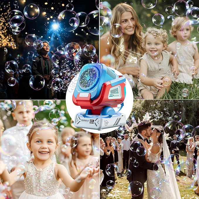 Bubble Machine,Bubble Maker for Party,Outdoor Toys for Kids,Rechargeable/with Remote Control / 7 Color RGB Lights,Wedding Birthday Party, Summer Activities Bubble Blower Gift for Boys & Girls