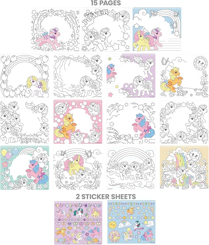 Fashion Angels My Little Pony Pretty Pony Make a Scene Portfolio, Kids Activity Notebook with 15 Sketch Pages & 100+ Stickers, Arts & Crafts Gift for Girls