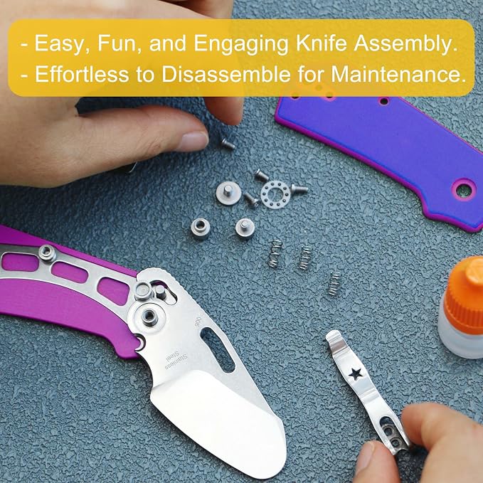 JIN Rhino Jr. Kids Pocket Knife, Fidget Toy Knife, DIY Kit, 1.97” Unsharpened Steel Blade, Safety Rounded Tip, Kids-friendly Button Lock Folding EDC, Blue Multi G10 Handle