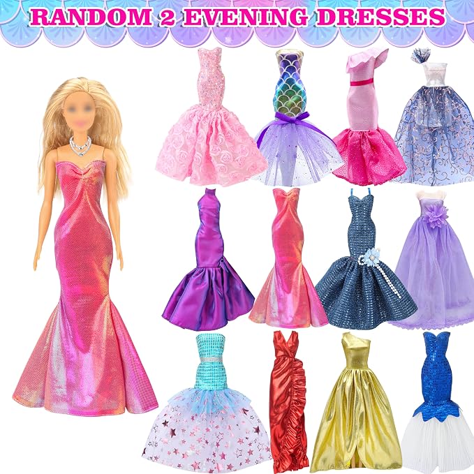Style Shine Doll Clothes and Accessories Set, Wedding Gowns, Evening Dresses, Fashion Dresses, Casual Outfits Top and Pant, Swimsuit Bikini, Hangers, Shoes and Accessories Toys for Girl Gift