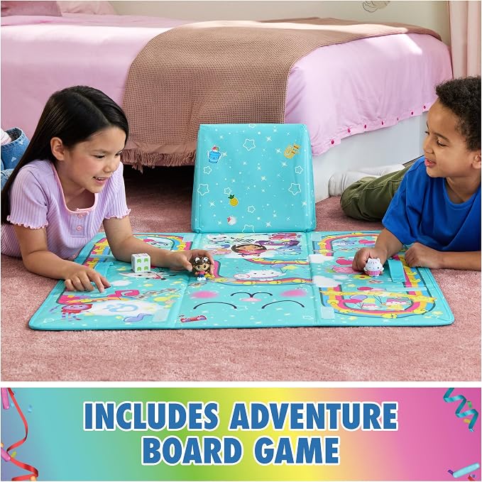 DreamWorks GABBY'S Dollhouse, Gabby Cat Playmat, with 2 Figures, Dollhouse Accessories & Board Game with Dice, Kids Toys for Girls & Boys Ages 3 and Up