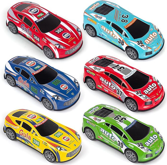 Race Toy Cars for Toddler Boys Girls 7 Inch Friction Powered Trucks for Kids Ages 3 4 5 6 7 8 Years Old Stocking Stuffers for Kids - 6Pack