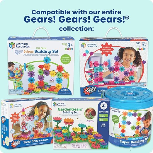 Learning Resources GardenGears Building Set - Hands-On Educational Construction & Engineering, Preschool STEM Building Sets, Toys for Kids, Montessori, Fine Motor Games, Gifts for Kids