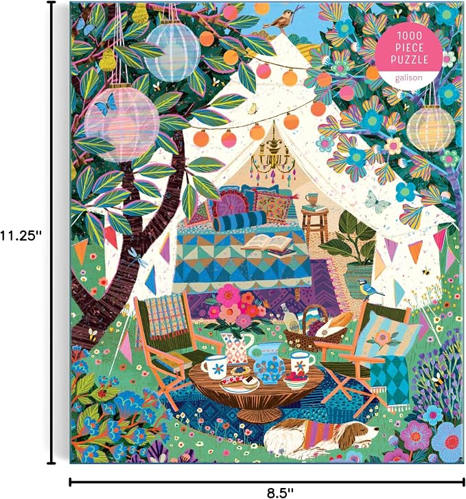 Galison Blooming Escape – 1000 Piece Jigsaw Puzzle Featuring Beautiful Artwork of A Luxurious Camp Scene