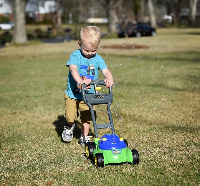 Bubble N Go Lawn Bubble Mower for Toddlers, Bubble Blowing Machines, Indoor/Outdoor Gardening Toy, Birthday Party, No Batteries Required, Includes 24oz Bubble Solution and 24 Refill Packs, Ages 2+