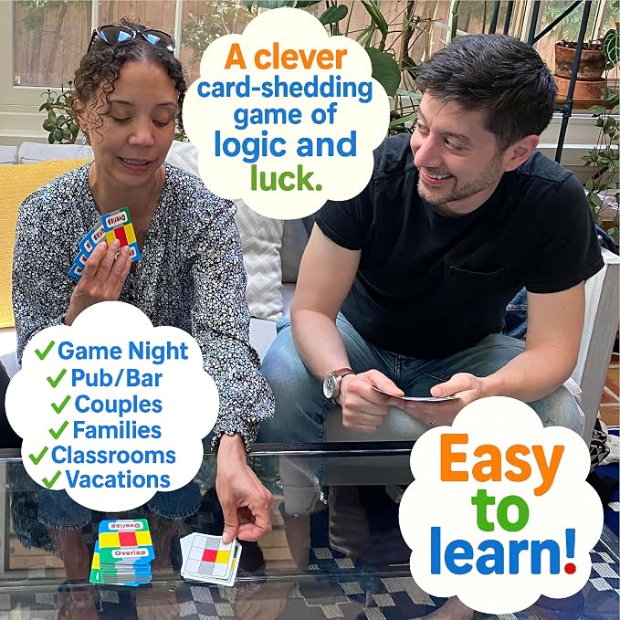 Niche Nation Games Overlap - Award-Winning Deceptively Simple Strategy Card Game for Adults and Families - 2 Player Game or Up to 8 Players - Easy to Learn Mensa Recommended Brain Game