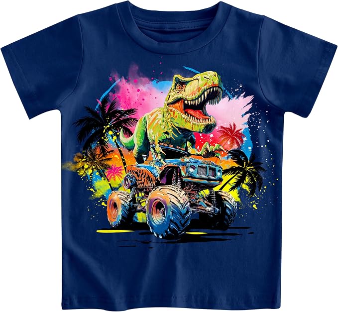 Funnycokid Toddler Boys Shirts Graphic T-Shirt Kids Short Sleeve Tees 2-7 Years