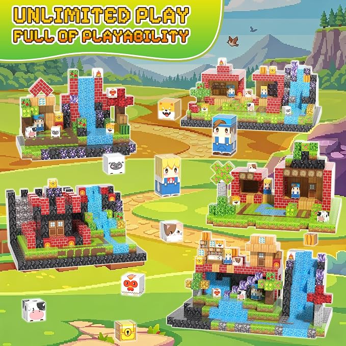 400PCS Magnetic Blocks, Magnetic Building Blocks, 0.78in Magnetic Building, STEM Game Stacking Toys for Kids, Birthday Gifts for Boys and Girls Age 3+ Years Old