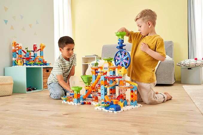 VTech Marble Rush Adventure Set, Construction Toys for Kids with 10 Marbles and 128 Building Pieces, Electronic Track Set for Boys and Girls, Colour-Coded Building Toy with Music and Sound, 4 Years +