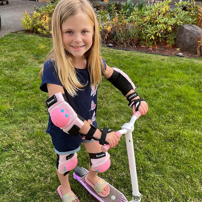 BOSONER Kids/Youth Knee Pads Elbow Pads Wrist Guards Set for 3-15 Years, Child Protective Gear Set for Roller Skates, Cycling, BMX Bike, Skateboard, Inline Skating, Scooter Riding Sports…