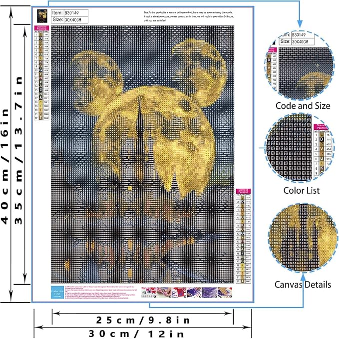 JAKI Diamond Art Painting Kits for Adults,5D DIY Castle Diamond Art for Adults,Full Drill Diamond Art Kits for Gift Home Wall Decor(12x16inch)