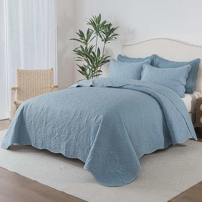 HoneiLife Quilt Set Queen Size - Microfiber Bedspread 3-Piece, Reversible Coverlets Lightweight Bedcover Queen Quilt Bedding Sets for Spring/Summer Use
