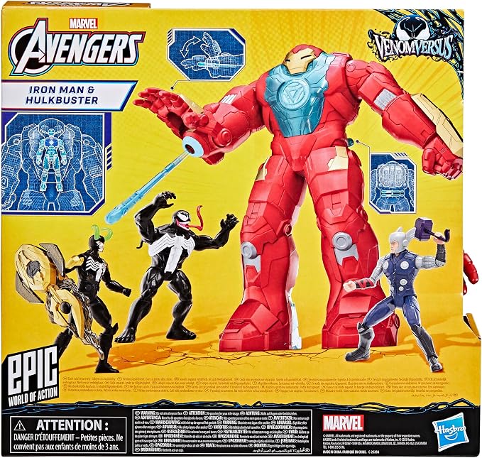 Marvel Avengers VenomVersus Epic World of Action Iron Man & Hulkbuster Armor Figure Set with Accessories, 4-Inch (10 cm) Super Hero Toys, Kids Ages 4+