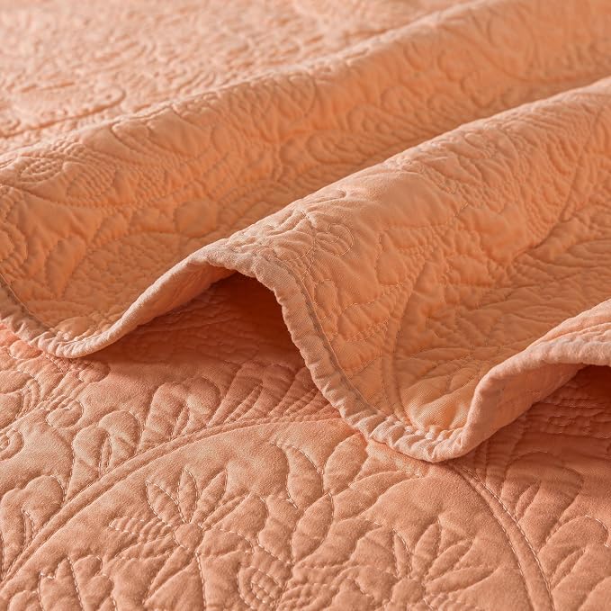 HoneiLife Quilt Sets King Size - 3 Piece Microfiber Bedspreads Reversible Coverlet Lightweight Bedcover Damask Pattern Bedding Sets All Season Quilts