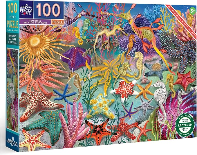 eeBoo 100 Piece Puzzle for Kids - Seahorses & Sea Creatures Children's Puzzle Ocean Life, Large Pieces for Small Hands to Develop Motor Skills