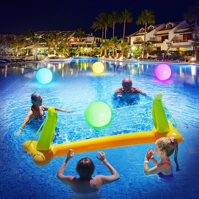 FLAMDYNO Pool Toys, 4/8 Pack 12" Light Up Beach Balls with 8 LED Modes, Up to 60H Glow Pool Balls, IP67 Waterproof & Leak-Resistant Inflatable Beach Balls for Kids 3-10, Pool Party Games & Decorations
