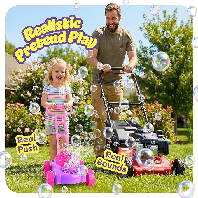 ArtCreativity Bubble Lawn Mower for Toddlers 1-3, Bubble Machine for 1-Year-Old Girl Gifts, Toddler Outdoor Toys for 2-Year-Old Girl Birthday Gift, Push Summer Gardening Toys for Toddlers Age 1 2 3 +