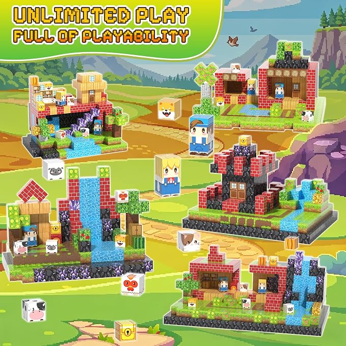 300PCS Magnetic Blocks, Magnetic Building Blocks, 0.78in Magnetic Building, STEM Game Stacking Toys for Kids, Birthday Gifts for Boys and Girls Age 3+ Years Old