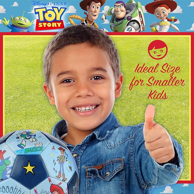 Disney Pixar Toy Story Soccer Ball, Stars Design Youth Kids Mini Soccer Ball, Blue, Size 3