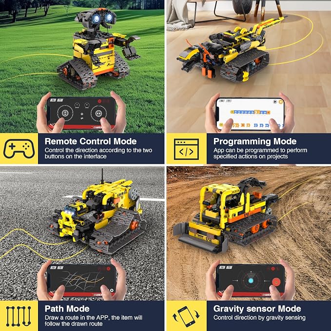 ADUSRIZ 5 in1 Stem Robot Building Kit for Kids Ages 8-13, 688 PCS Remote & App Controlled Dinosaur Car Building Toys for Kids Science Learning, Birthday Gifts for 8 9 10 11 12+ Years Old Boys Girls