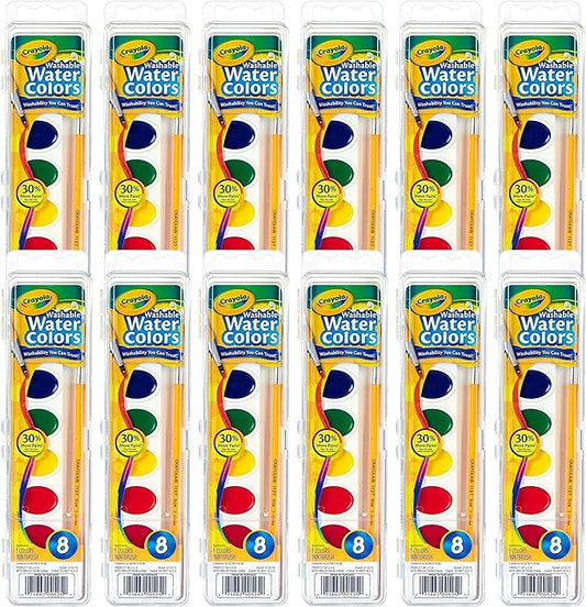 Crayola Washable Watercolor Paint Sets for Kids & Teachers (12ct), Bulk Classroom School Supplies for Preschool & Kindergarten, Wishlist Essentials, Crafting Activities for Toddlers