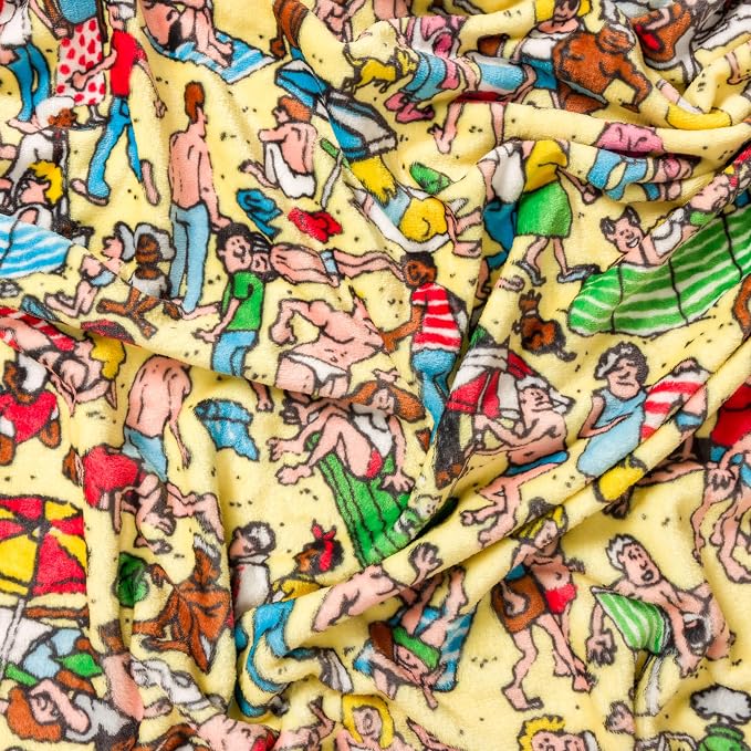 Silver Buffalo Where’s Waldo Beach Edition 45" x 60" Fleece Throw, Soft and Cozy Blanket, 250 GSM