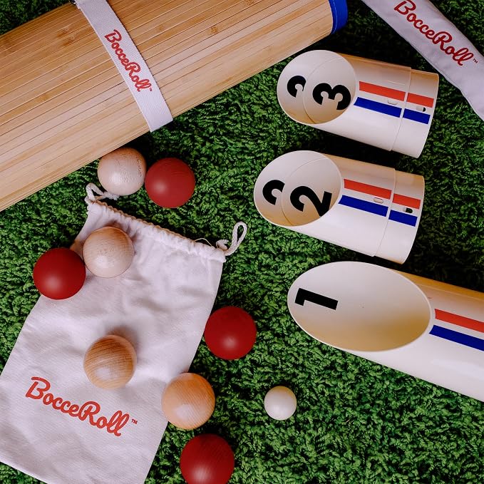 BocceRoll Yard Game – Modern Bocce Ball Set with Ramp & Targets | Portable BocceRoll Lawn Game for Backyard & Beach | Premium Wooden Bocce Game for Family & Party Play