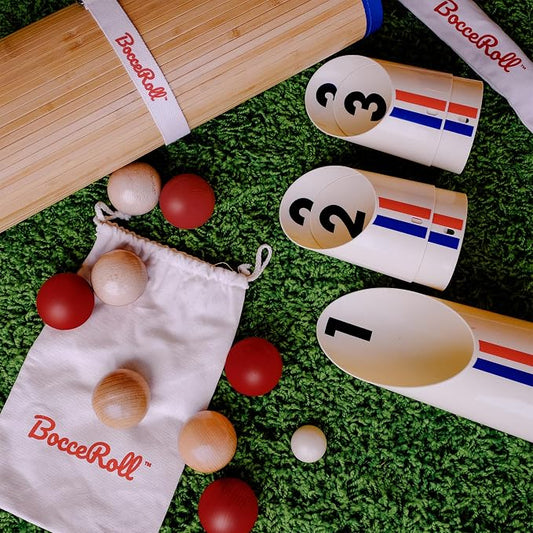 BocceRoll Yard Game – Modern Bocce Ball Set with Ramp & Targets | Portable BocceRoll Lawn Game for Backyard & Beach | Premium Wooden Bocce Game for Family & Party Play