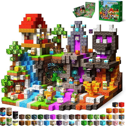 300PCS Magnetic Blocks, Magnetic Building Cube Set for Kids Ages 3+, Constructions STEM Stacking Tiles Toy Building Birthday Gifts for Boys Girls