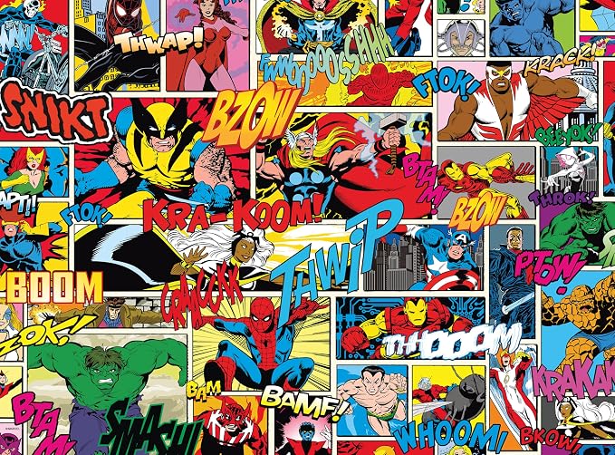 Buffalo Games – Marvel Heroes Comic Collage 1000 Piece Jigsaw Puzzle Colorful Puzzle for Adults – Precision-Cut Pieces, Beautiful Artwork, and Hours of Relaxing Fun