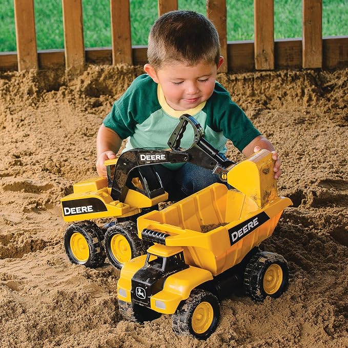 TOMY John Deere Sandbox Big Scoop Excavator Toy with Tilting Dump Bed - John Deere Construction Toys - Toddler Toys for Sandbox - 15 Inch