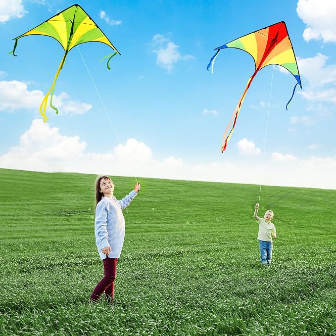 JOYIN 3 Packs Large Delta Kite Gradient Rainbow, Easy to Fly Huge for Kids and Adults, Large Delta Beach Kite for Outdoor Games and Activities