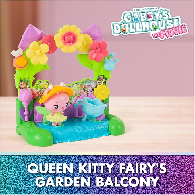 Gabby's Dollhouse: The Movie, Queen Kitty Fairy's Garden Balcony, with Toy Figure & Dollhouse Accessories, Kids Toys for Girls & Boys Ages 3 and Up