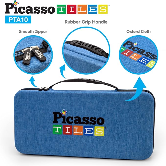 PicassoTiles 100PC Marble Run Race Track + Carry Case Bundle: STEAM Educational Playset for Kids Includes Travel Storage Organizer - Fun Learning Construction Toy, Creative Design, Sensory Development