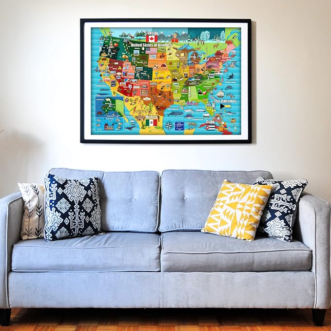 Think2Master Colorful United States Map 1000 Pieces Jigsaw Puzzle for 13+, Seniors, Adults & Families. Great Educational Gift for Interest in the USA Map. Size: 26.8” X 18.9”