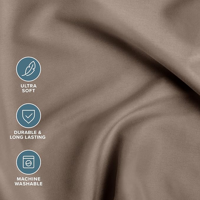 Bare Home Bed-in-A-Bag 7 Piece Comforter & Sheet Set - California King - Goose Down Alternative - Ultra-Soft 1800 Premium Bed Set (Cal King, Taupe/Taupe)