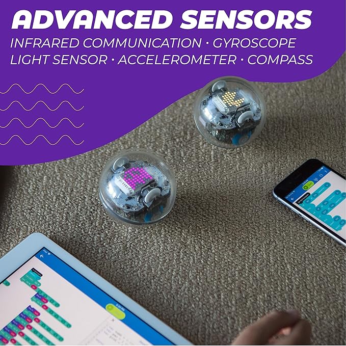 Sphero Bolt Coding Robot Ball, Ages 8+ | Beginner to Advanced Programming, Draw, Blocks, Javascript, or Python, Programmable Sensors & LED Matrix