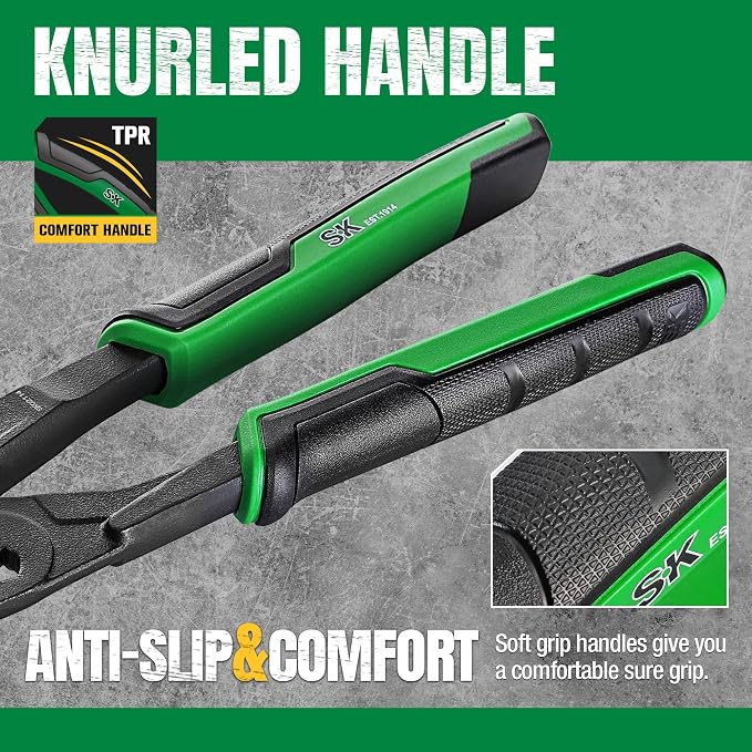 SK 12-Inch Pliers Wrench, Premium CR-V Construction, Smooth Parallel Jaws with Comfortable Grips