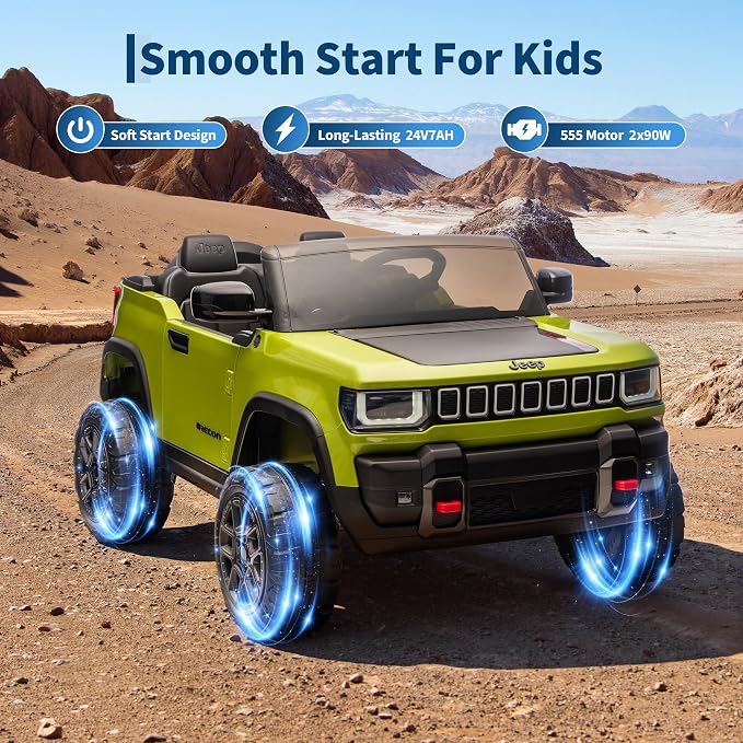 Garvee 24v Licensed Kids Ride on Car, 2 Seater Electric Truck for Big Kids with Parent Remote Control, 3 Speeds, Bluetooth Music, LED Lights for Ages 3-8
