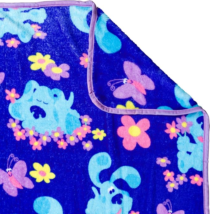 Silver Buffalo Blue's Clues Flowers and Butterflies 45" x 60" Fleece Throw, Soft and Cozy Blanket, 180 GSM