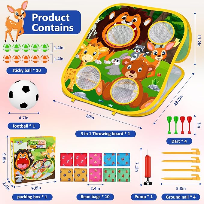 Animal Bean Bag Toss Game Toy Outdoor Toss Game, Family Party Party Supplies for Kids, Gift for Boys Birthday or Christmas for Toddlers Ages 3 4 5 6 Year Old