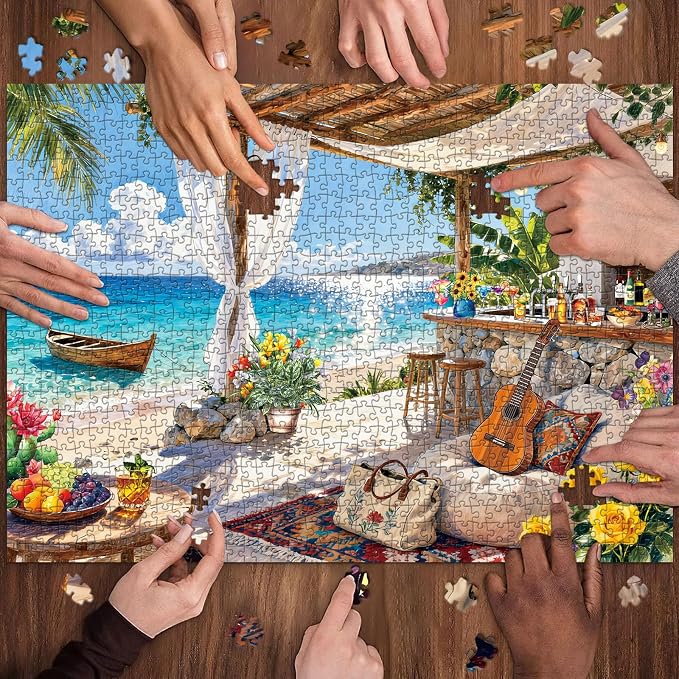 Island Bar Puzzles Flower of Life Puzzles for Adults 1000 Piece, Jigsaw Puzzles for Adults, Adult Challenging Game Toys, Impossible Puzzle, Family Decoration Puzzle