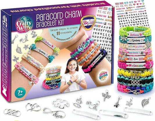 Glittery Garden Paracord Bracelet Making Kit with Charms. Art & Craft Gift | Make Your Own Friendship & Fashion Jewelry for Birthday, Camp & Project Activity for Girls Ages 8-12