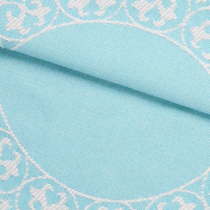 Superior Cotton Blend Bedspread Set, Includes 1 Tailored Bedspread and 2 Matching Pillow Shams, Lightweight Blanket, Bedding Decor, Jacquard Vintage Floral Mandala, Lyron Collection, Queen, Aqua