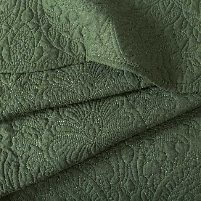 HoneiLife Queen Size Quilt Sets - Embroidered Bedspreads 3-Piece, Reversible Coverlet Lightweight Bedcover Rustic Bedding Set Autumu/Winter Quilts for Queen Bed