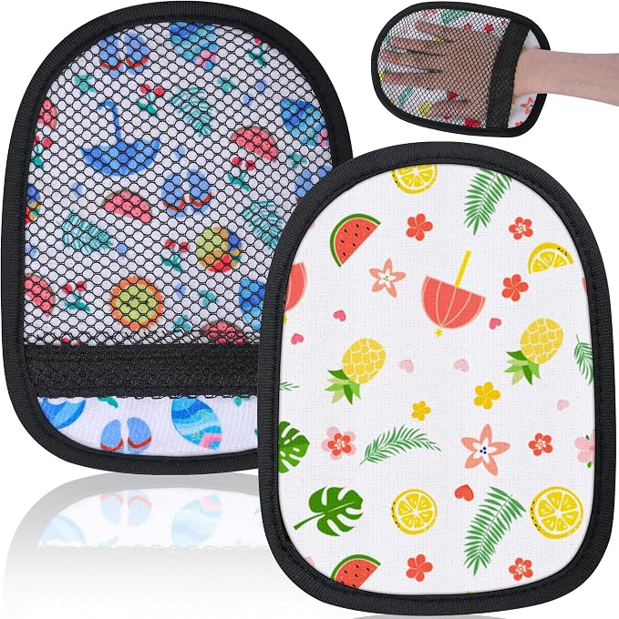 codree 2 Pcs Sand Wipe Off Mitts, Beach Theme Sand Remover for Beach, Beach Sand Remover Cleaner Mitts Bag, Beaches Travel Mitt for Outdoor Activities Volleyball Sandboxes