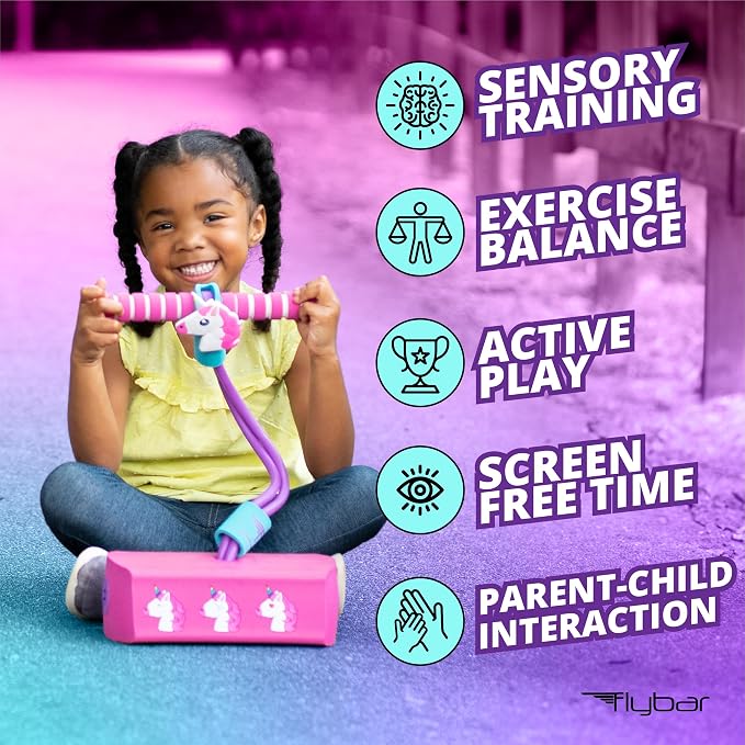 Flybar My First Foam Pogo Jumper for Kids Fun and Safe Pogo Stick for Toddlers, Durable Foam and Bungee Jumper for Ages 3 and up, Supports up to 250lbs (Unicorn)